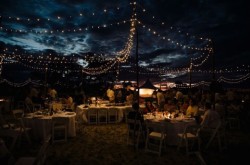 Dinner outside at night under the night sky