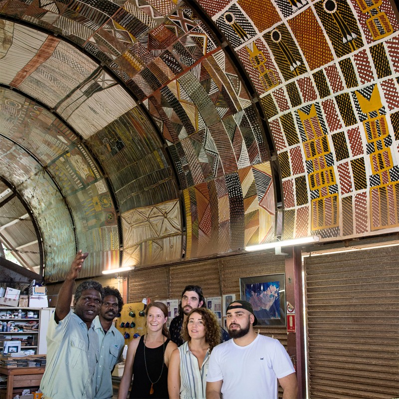 Aboriginal artwork on ceiling of tiwi designs